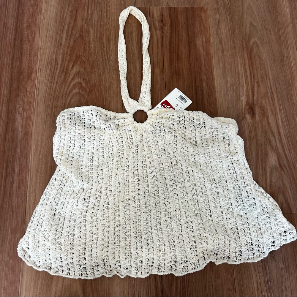 H&M Cream Knit Tote with Ring Handle